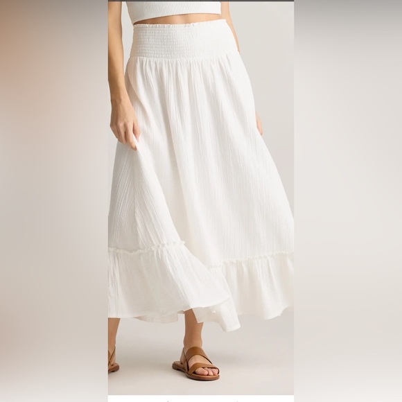 100% organic cotton, gauze, maxi skirt white women’s small NWT - Picture 3 of 6